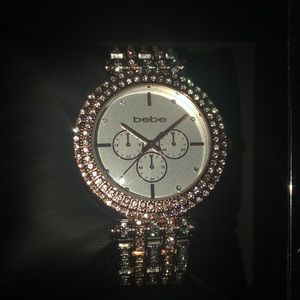 Bebe Rose Gold/Silver rhinestone sparkle watch